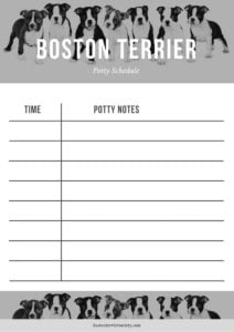 Boston Terrier Potty Training Worksheet.